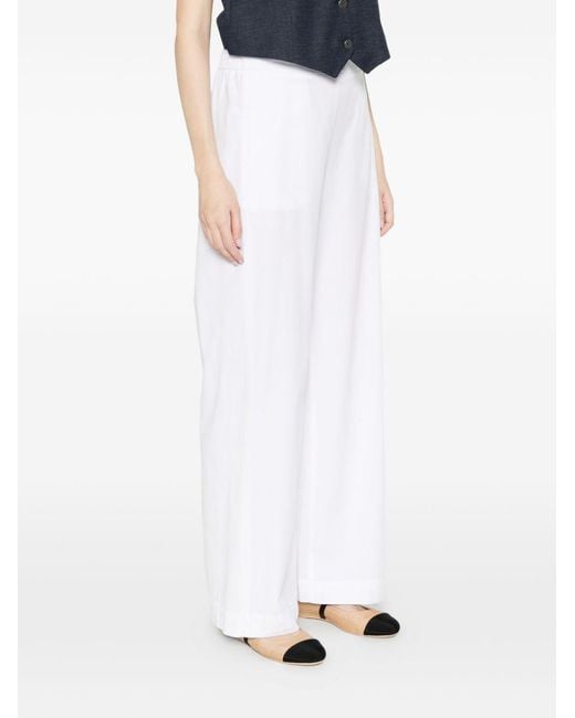 Via Masini 80 White Trousers Lyocell