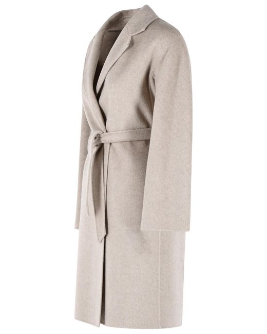 Max Mara Natural 'Aceri' Sand Cachemire Wrap Coat