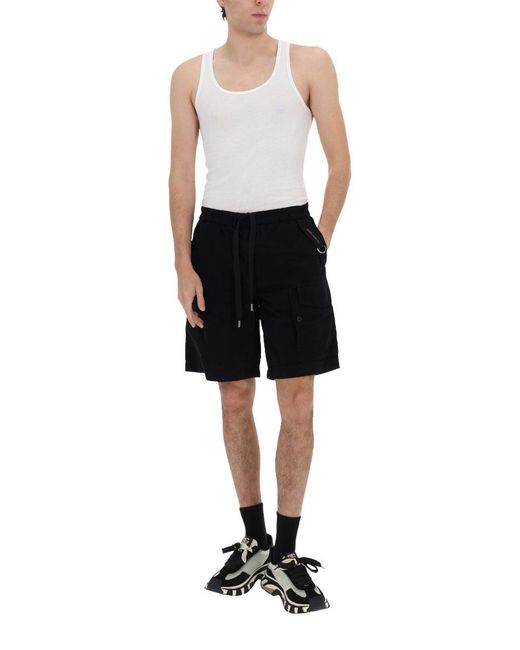 Dolce & Gabbana Black Shorts Drawstring Cotton Blend for men