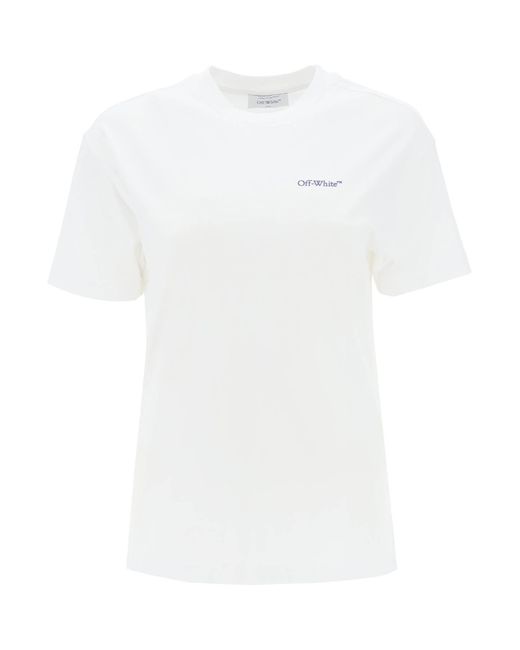Off-White c/o Virgil Abloh T -shirt Met Rug Borduurwerk in het White