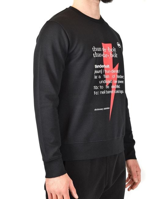 Neil Barrett Gray Sweatshirt With Bold Lightning Bolt Graphic for men