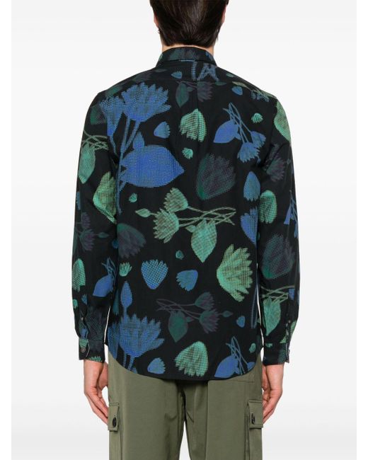 Paul Smith Katoenen Overhemd Met Bloemenprint in het Blue voor heren