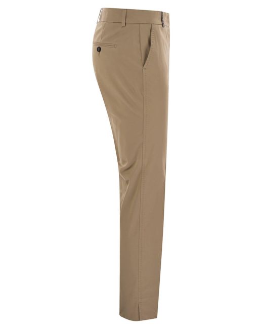 Peserico Natural Leichte Baumwollsatin -Zigarettenhose