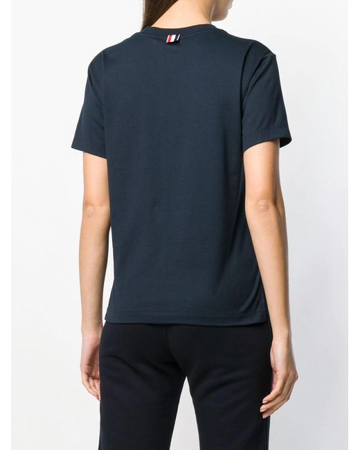 Thom Browne Blue Logo-Patch Short-Sleeve T-Shirt