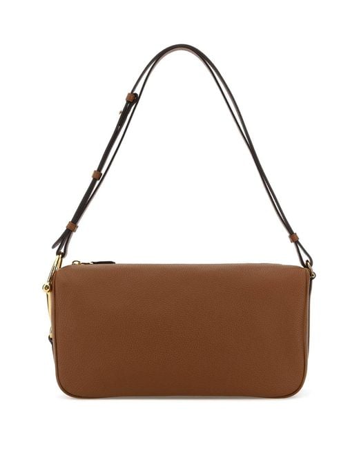 Gucci Brown Caramel Leather Medium Half Horsebit Shoulder Bag