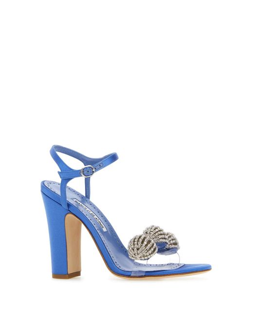 Manolo Blahnik Blue Satin Elhob Sandals for men