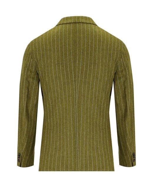 Manuel Ritz Green Pinstriped Double Breasted Jacket for men