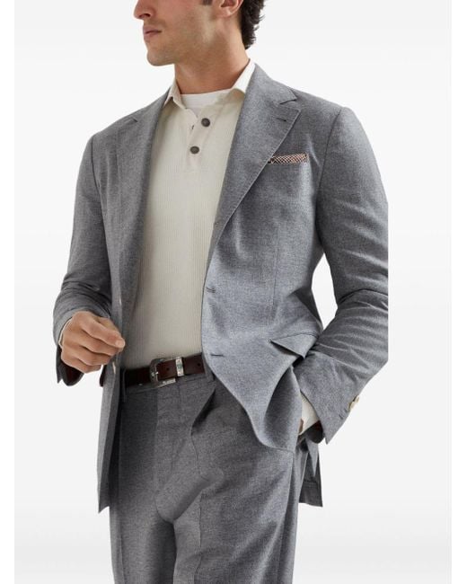 Brunello Cucinelli White Cashmere Polo Shirt for men