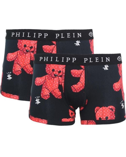 Philipp Plein Uupb21 99 Teddy Zwarte Boxershort, Set Van Twee in het Blue voor heren