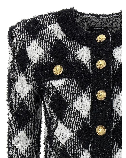 Balmain Black Vichy Tweed Short Jacket