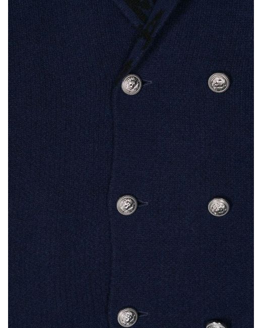 Balmain Blue Mini Double-Breasted Wool Blend Jacket For Boys