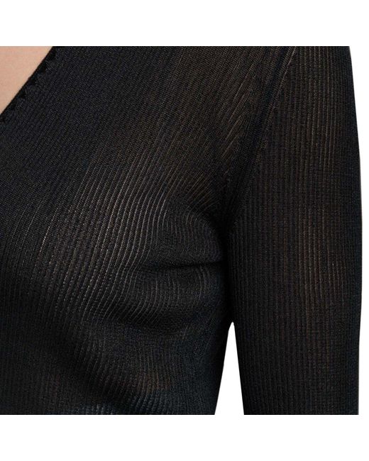 Tom Ford Black Sheer Fine-Ribbed Top
