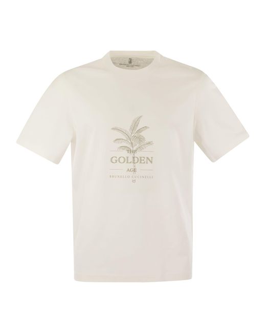 Brunello Cucinelli Cotton Jersey T -shirt Met Print in het White