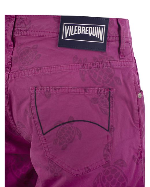 Vilebrequin Purple Bermuda Shorts mit Ronde des Tortues Harzdrucks