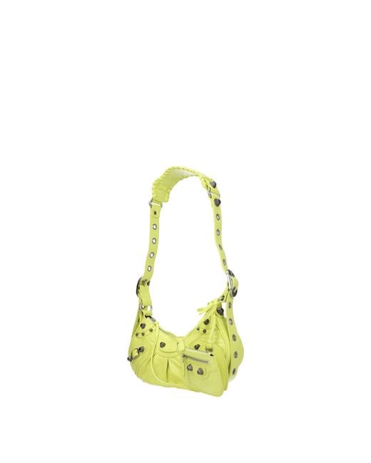 Balenciaga Yellow Le Cagole Crossbody Bag /Lime Leather