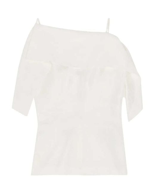 MM6 by Maison Margiela White Ruffled Top