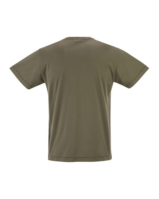 Stone Island Green Slim Fit T-Shirt With Compass Patch for men