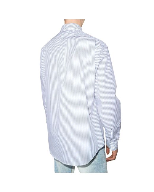 Maison Margiela Blue Striped Cotton Shirt for men