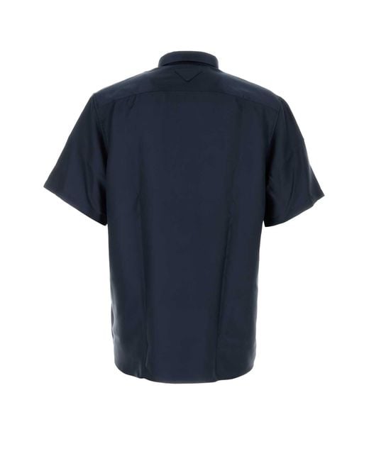Prada Blue Satin Shirt for men
