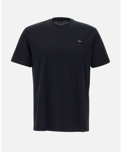 Paul & Shark Schwarzes Mercerisiertes Baumwoll-T-Shirt in Blue für Herren