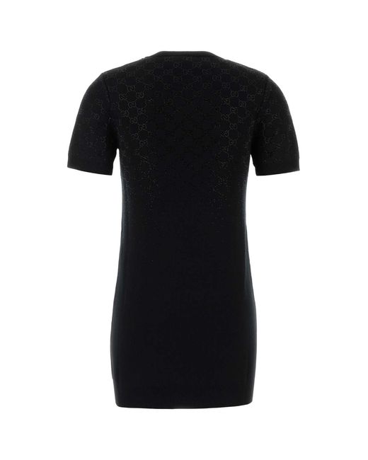 Gucci Black Wool Blend Mini Dress