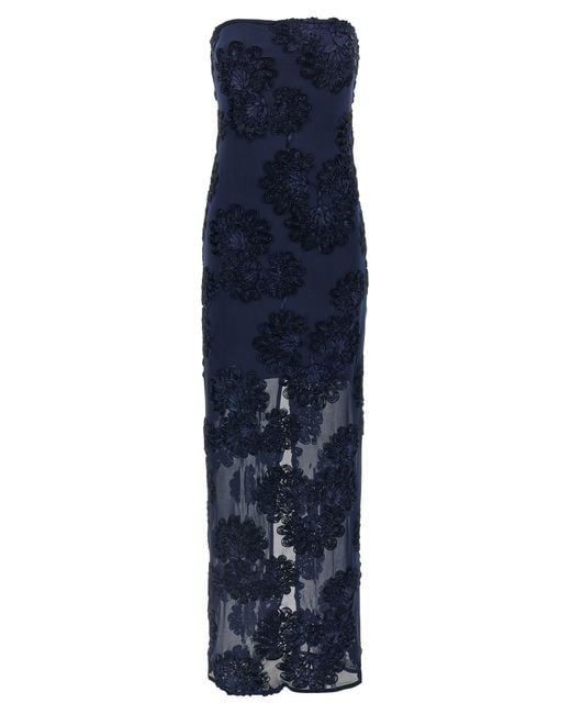 ROTATE BIRGER CHRISTENSEN Blue '3D Mesh Maxi' Dress