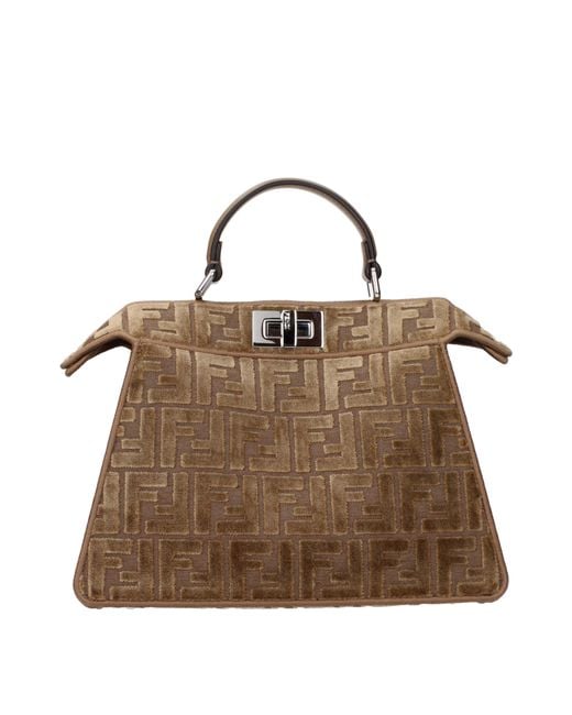 Fendi Brown Handbags Peekaboo I See U Velvet/Cappuccino