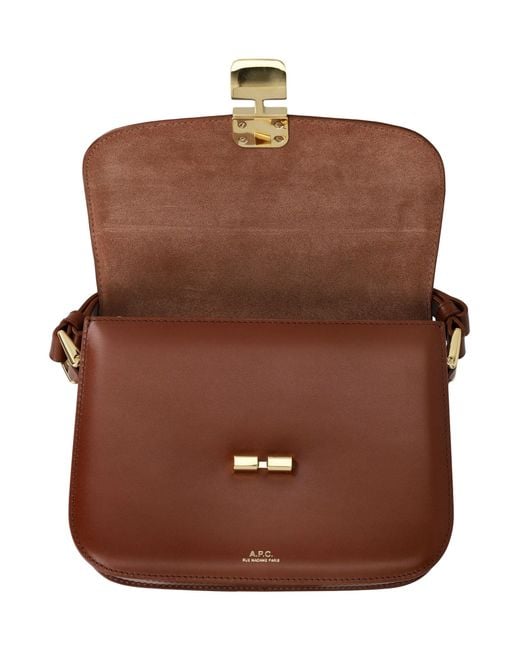 A.P.C. Brown Elegant Trapezoidal Mini Leather Handbag