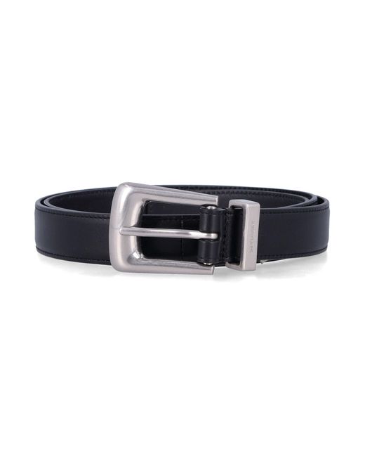 Saint Laurent Black Folk Smooth Leather Belt for men