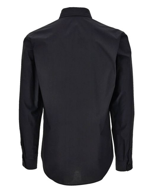 Versace Jeans V-Emblem Schwarzes Baumwollhemd in Black für Herren