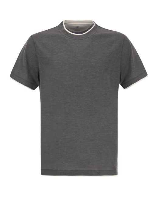 Seda y camisa de algodón Brunello Cucinelli de hombre de color Gray