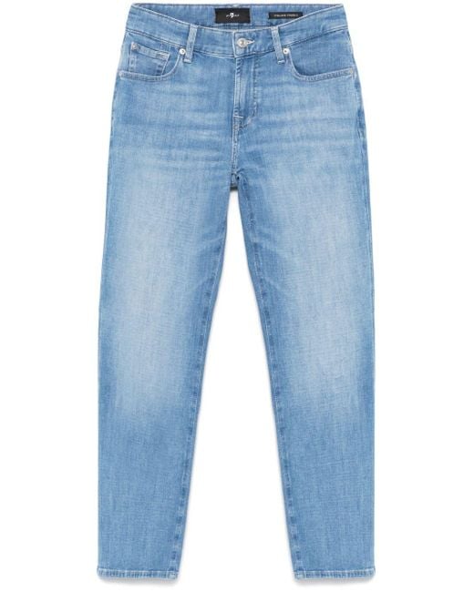 Seven7 Blue Calie Straighnt Cropped Jeans