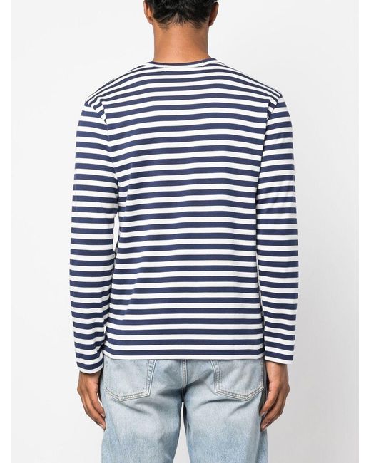COMME DES GARÇONS PLAY Blue U T-Shirt Double Burgendy Emblem Knit