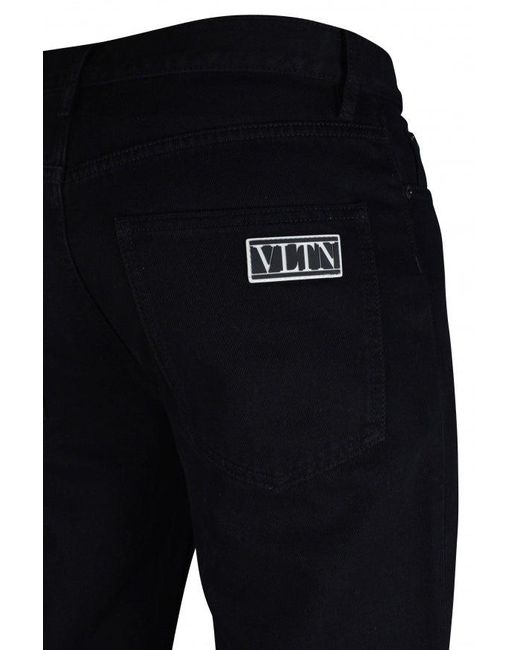 Valentino Garavani Black Stretch Cotton Logo Jeans