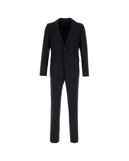 Prada Black Embroidered Wool Blend Suit for men