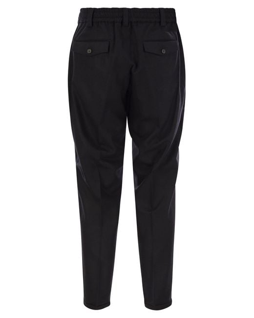 PT Torino Black The Rebel Wool And Cashmere Trousers for men