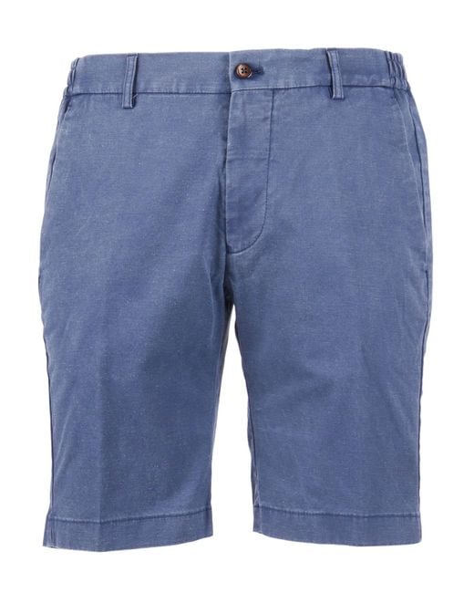Berwich Blue Ber_Muda Elax-Gd Pants Cotton Linen Elastane Bermuda Short for men