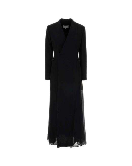 Maison Margiela Black Crepe And Twill Blazer Dress