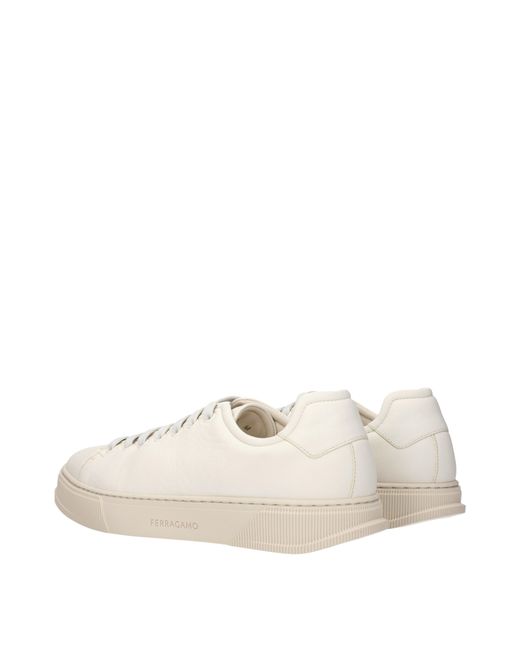 Ferragamo Natural Sneakers Bruce Leather/Mascarpone for men