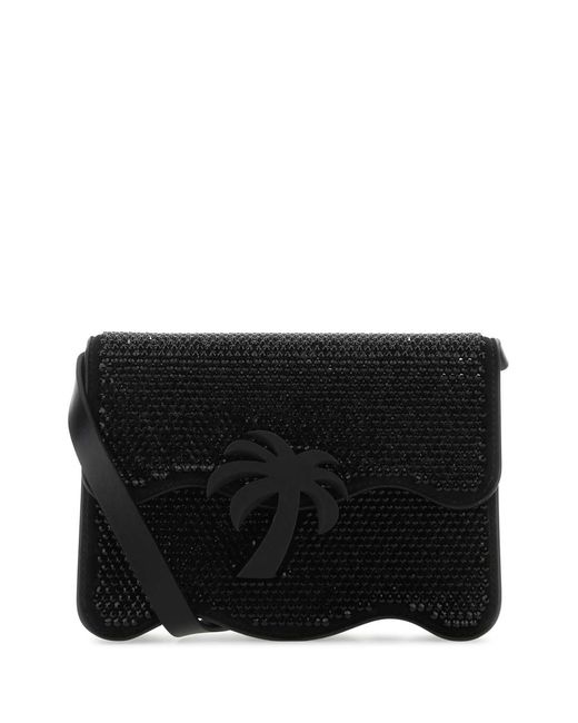 Palm Angels Black Embellished Suede Palm Beach Crossbody Bag