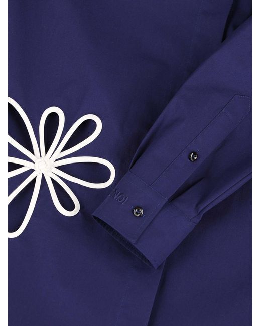 Fendi Blue Cotton Shirt With Cut Out