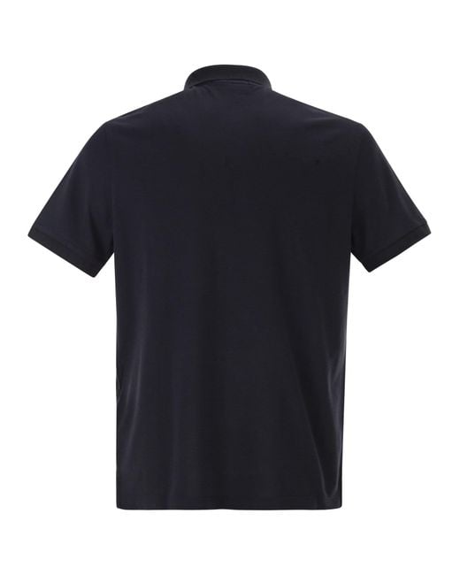 Stone Island Black Regular Fit Short-Sleeved Polo Shirt With Compass Patch for men