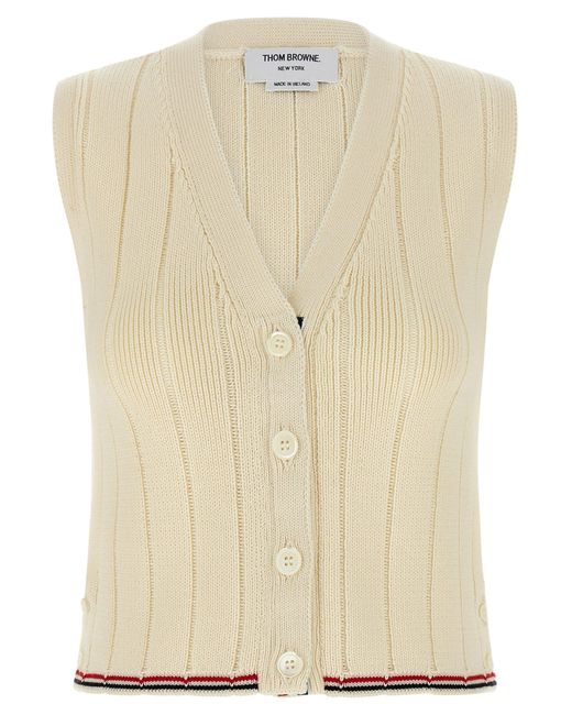 RWB Intarsia chaleco Thom Browne de color Natural