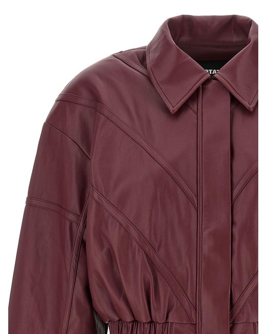 ROTATE BIRGER CHRISTENSEN Red Leather Effect Bomber Jacket