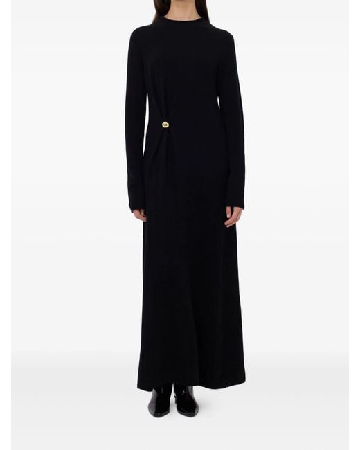 Loulou de Saison Black Lucero Draped Knit Dress