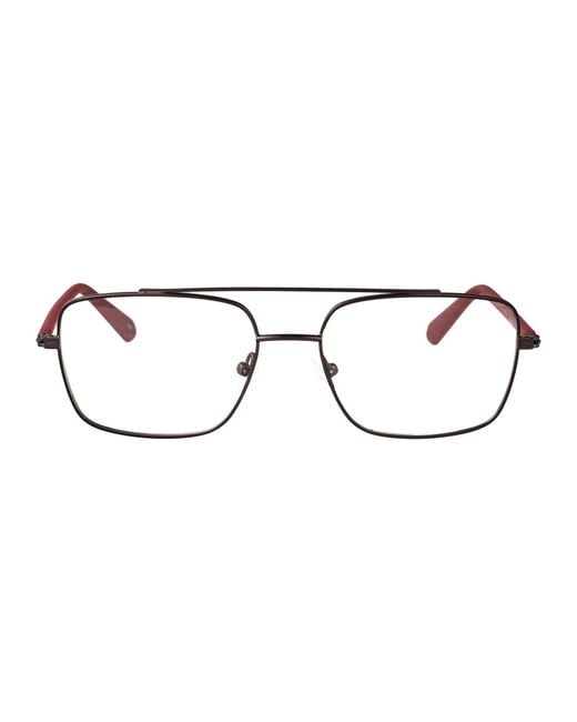 Calvin Klein Multicolor Matte Gunmetal/Oxblood Metal Glasses for men