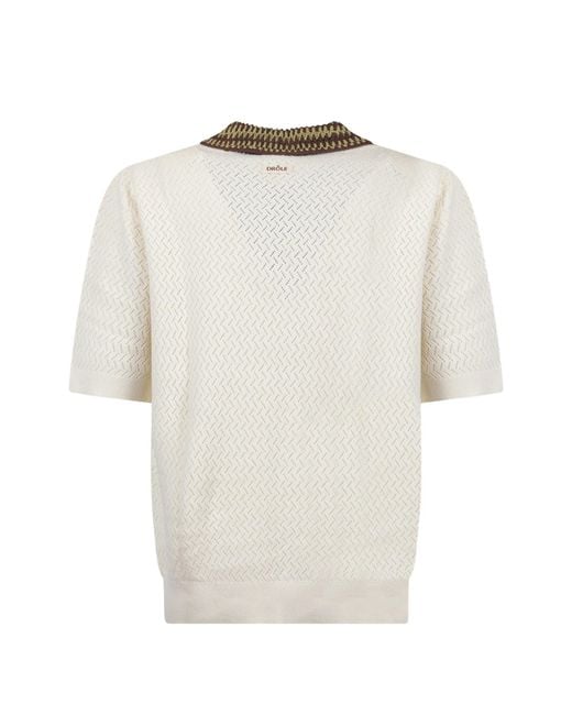 Drole de Monsieur White Polo Maille Ajouré D Miroir