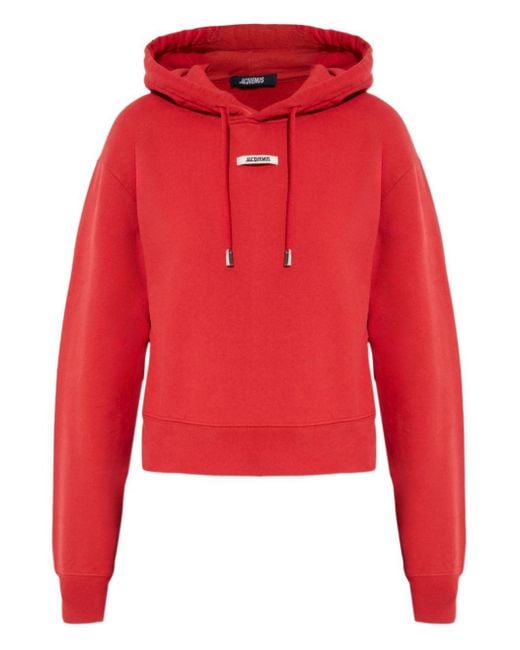 Jacquemus Red Hoodie mit Logo-Patch