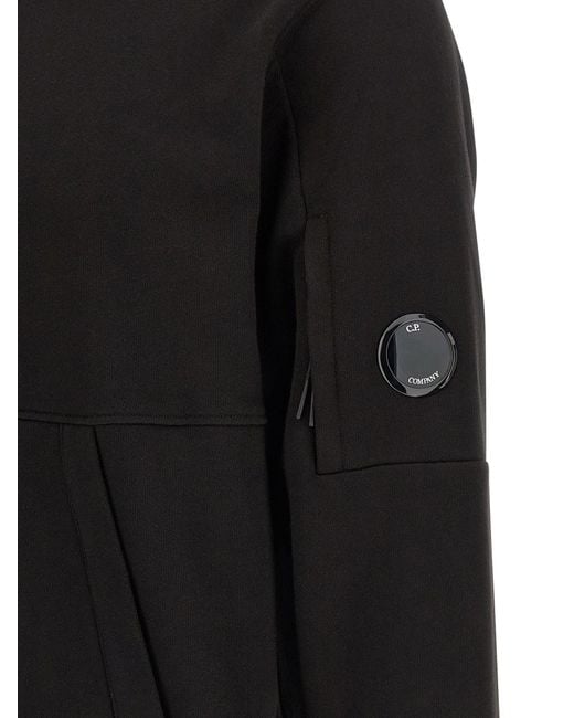 C P Company Black 'Diagonal Raised' Hoodie for men