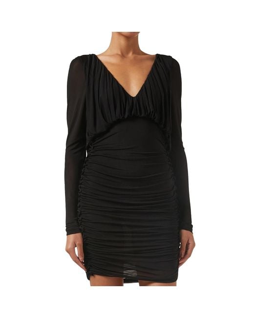 Saint Laurent Black Draped Cupro Mini Dress